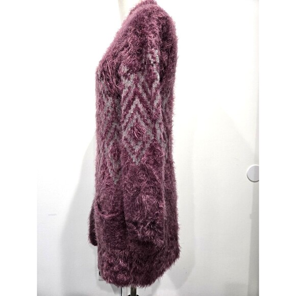 Eddie‎ Bauer Womens Cardigan Small Purple Long Sleeve Open Front Fuzzy Sweater S - Picture 5 of 9
